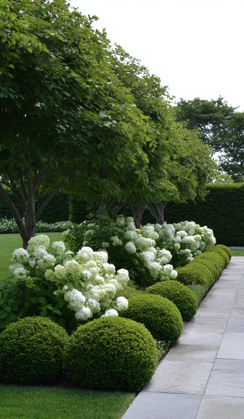 Dark gray terraced retaining walls with a built-in fire feature and turf band